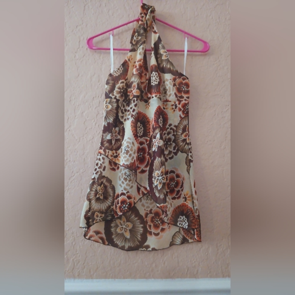 BCX floral  tunic halter top Junior size Medium